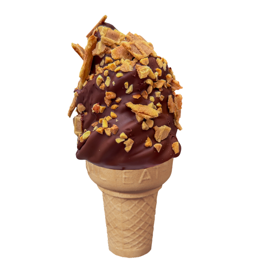 Dark Chocolate Raspberry dipped ice cream cone