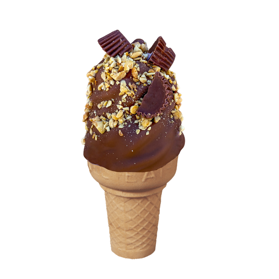 Reese's Pieces dipped ice cream cone
